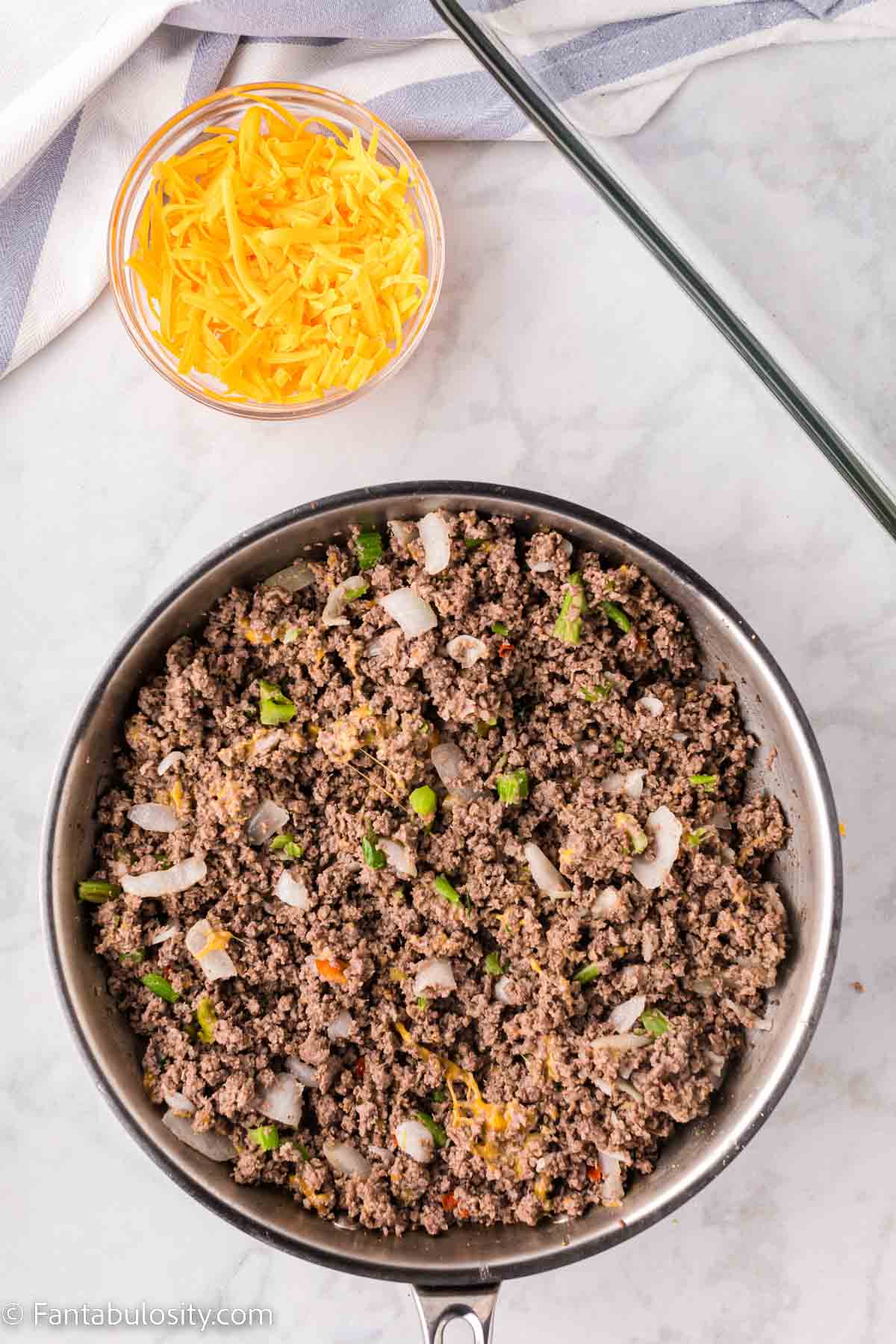 Cheese mixed in to the ground beef.