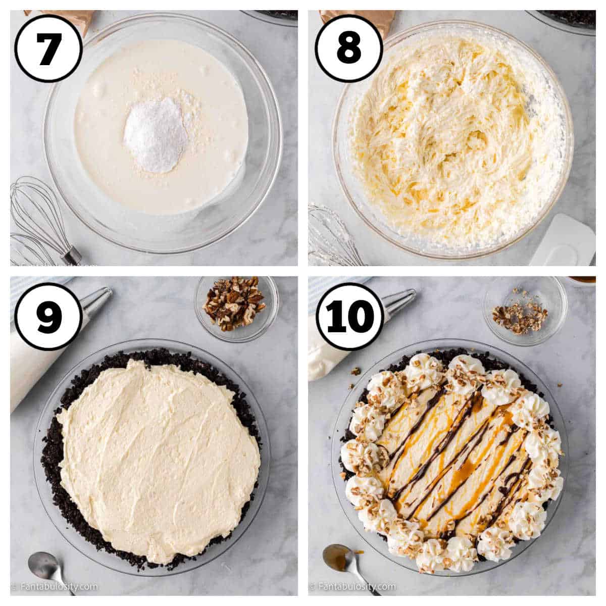 Steps 7-10 for turtle pie recipe.