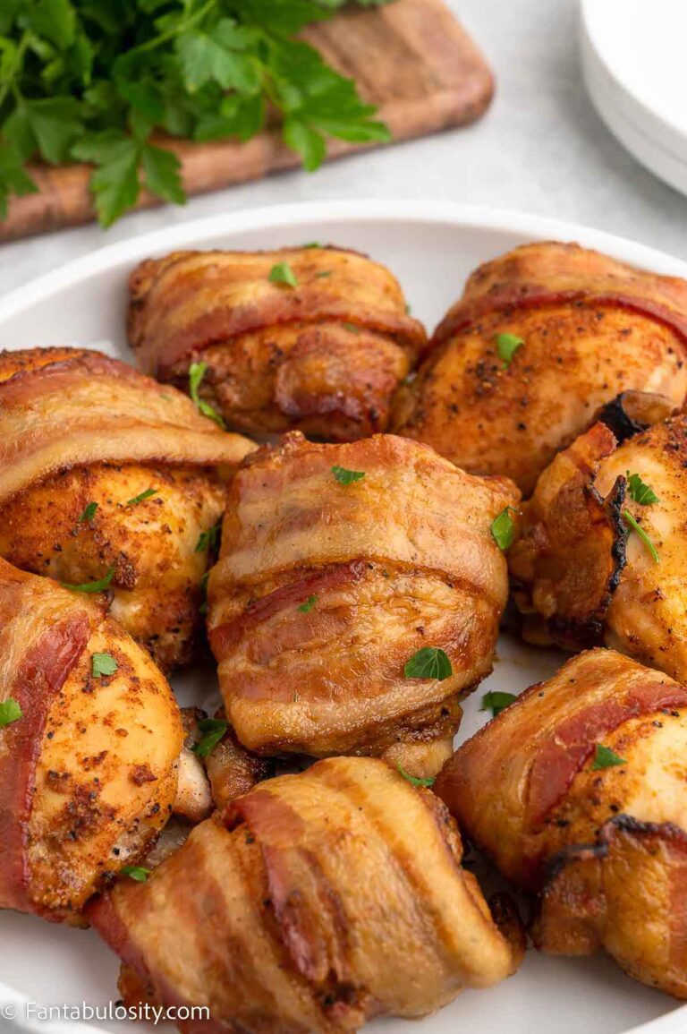 Oven Baked Bacon Wrapped Chicken Thighs Fantabulosity
