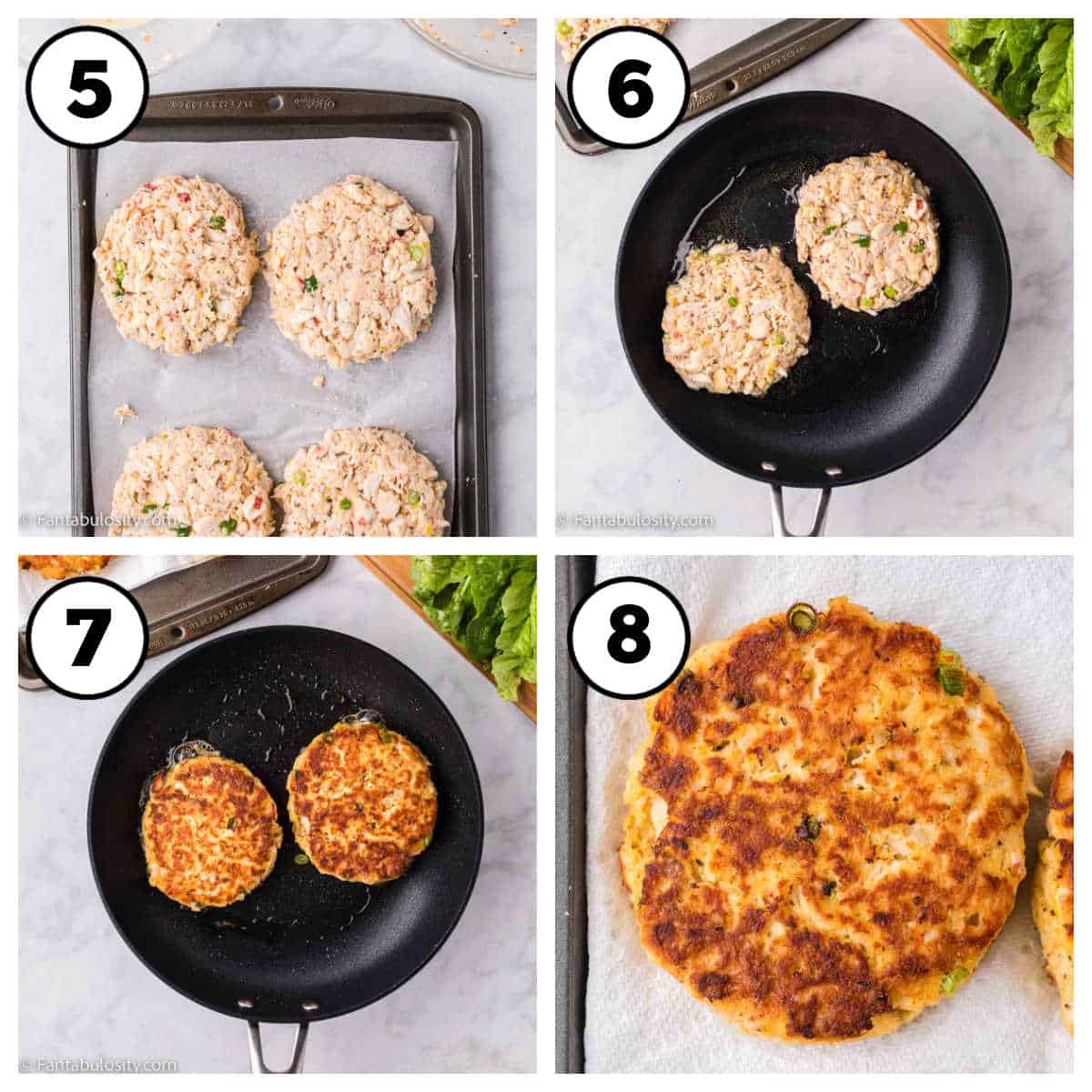 Steps 5-8 crab cake sandwiches.