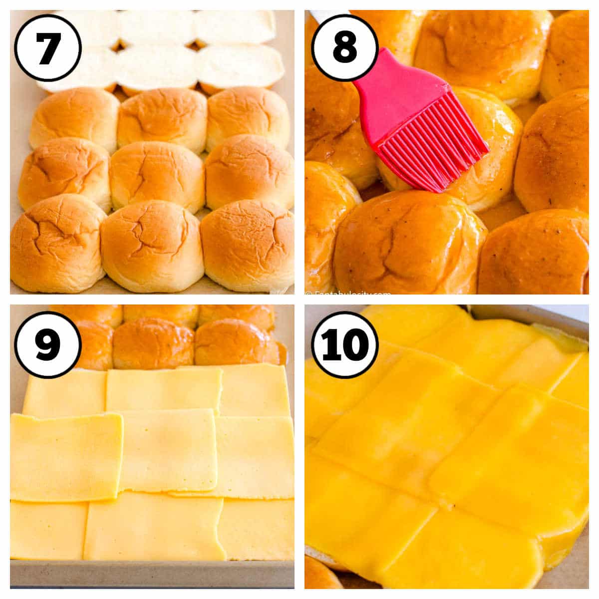 Steps 7-10 of how to make fish sliders.