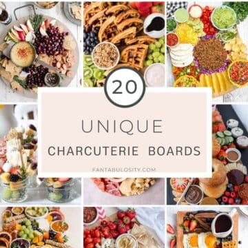 Unique charcuterie board ideas in an image collage.