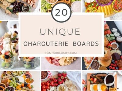 Unique charcuterie board ideas collage.