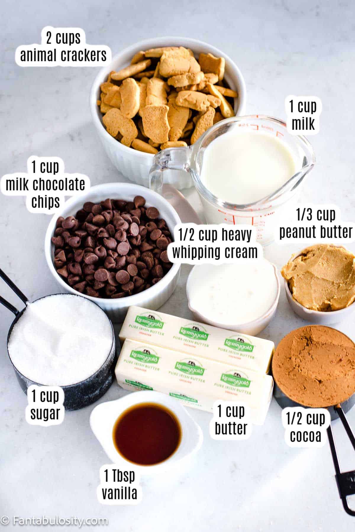 Labeled ingredients for lazy cake.