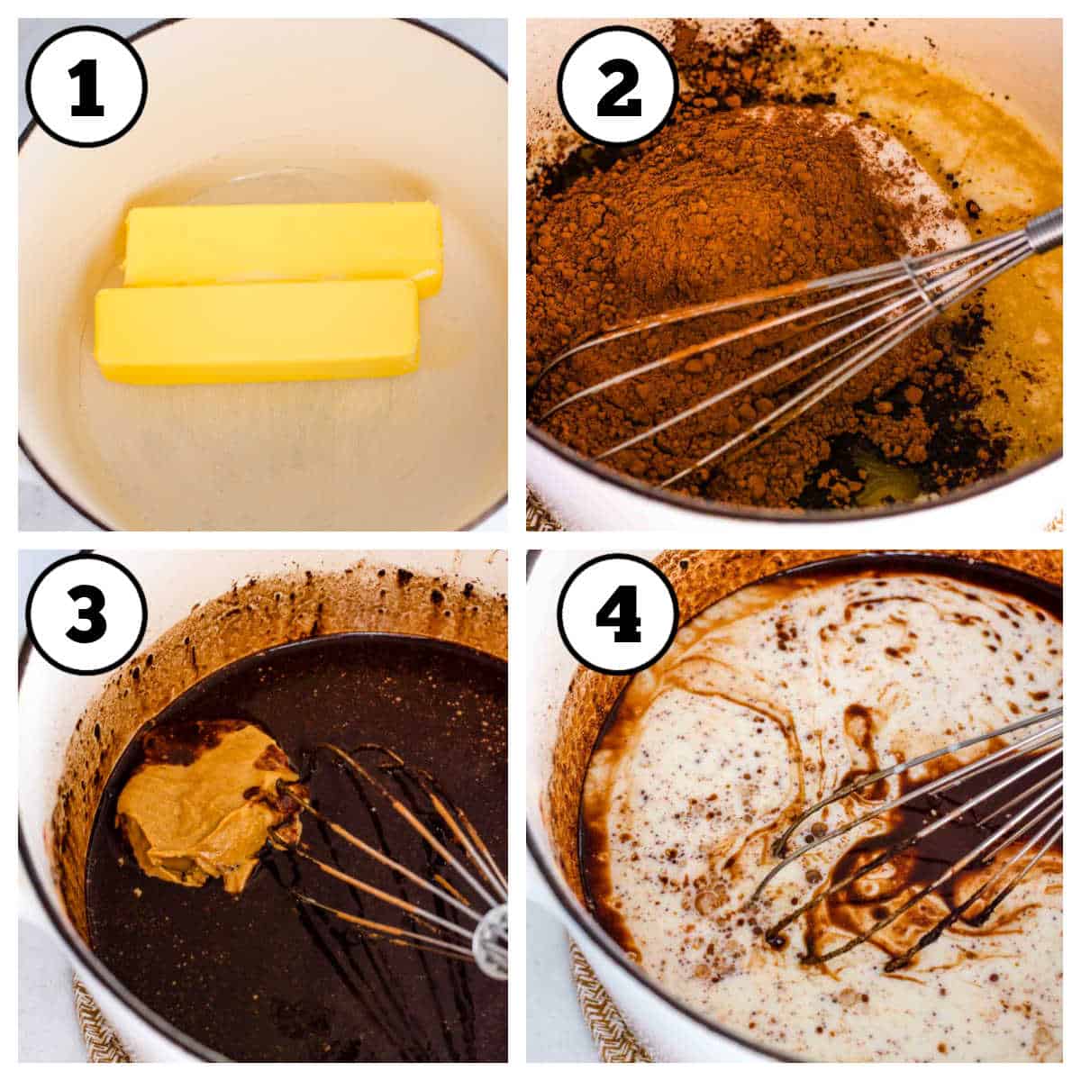 Steps 1-4 of how to make lazy cake.