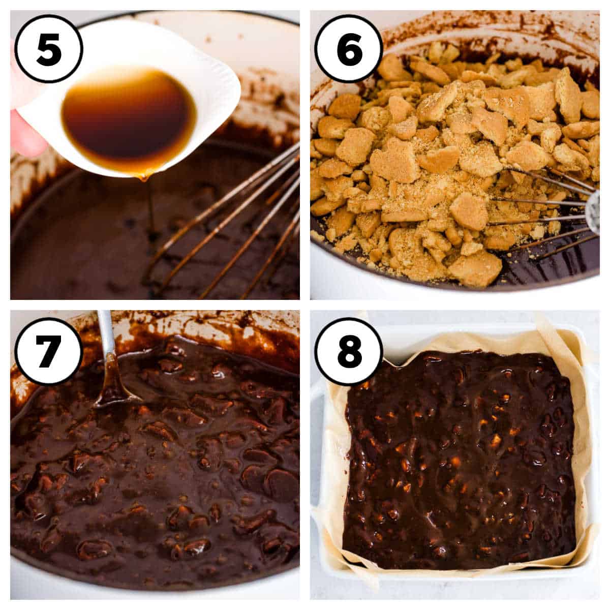 Steps 5-8 of how to make lazy cake.