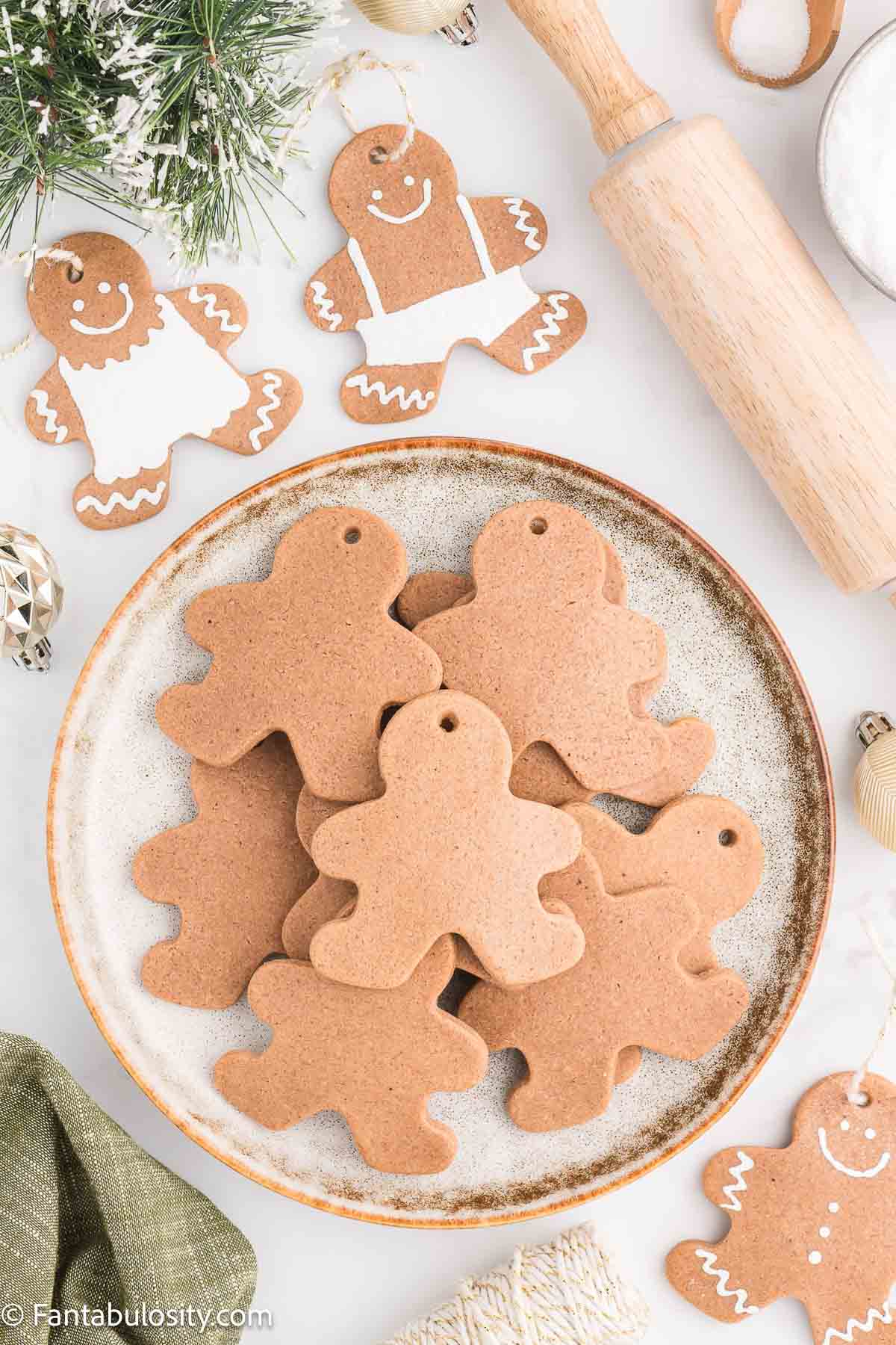 Undecorated gingerbread ornaments.