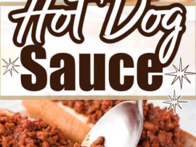 Close up of hot dog sauce on hot dog on bun.