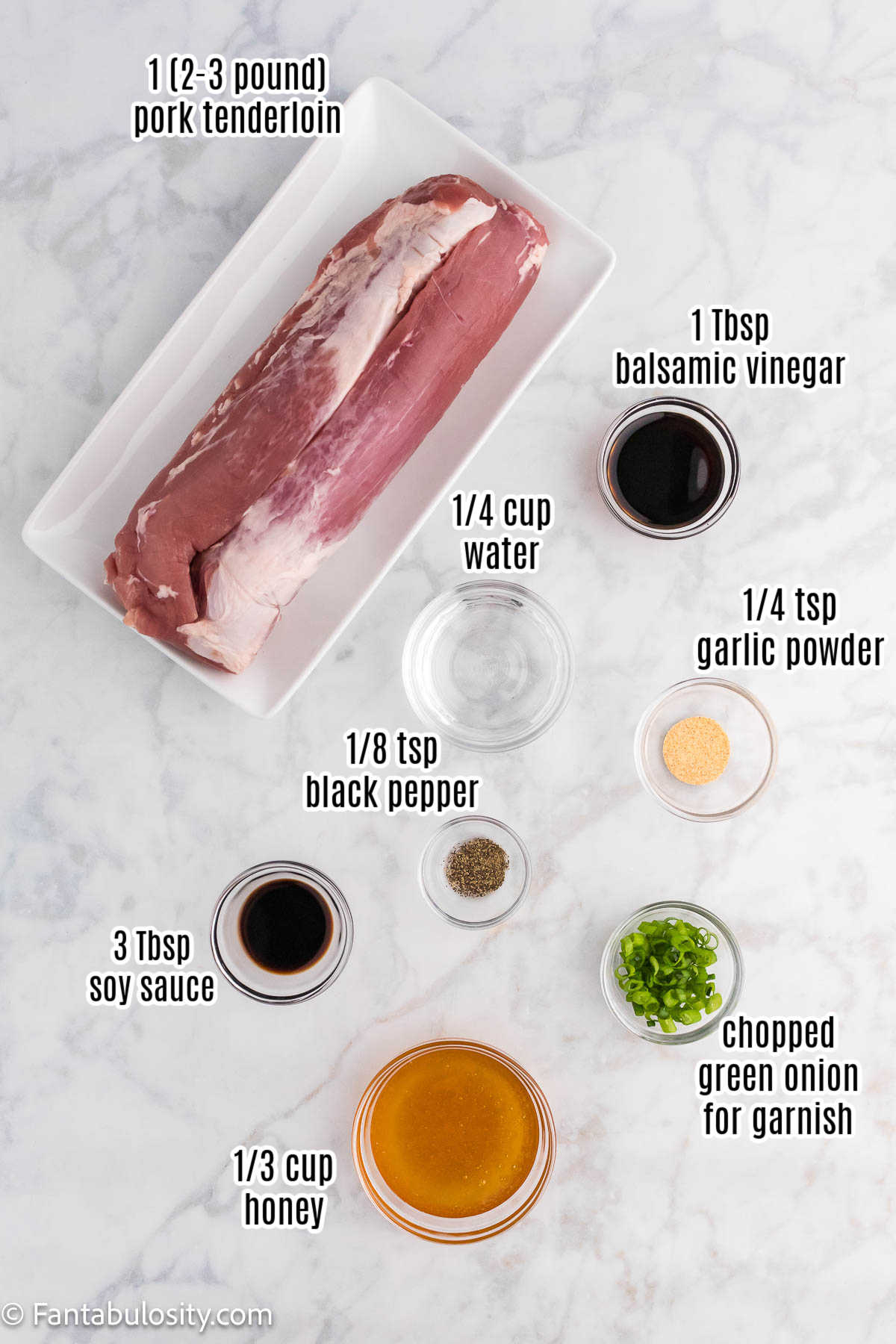 Labeled ingredients for crock pot pork tenderloin.