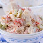 Crab salad in serving bowl.