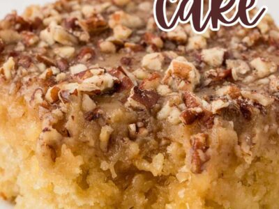Slice of granny cake on a small plate.