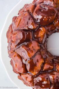 Baked monkey bread made with cinnamon rolls.