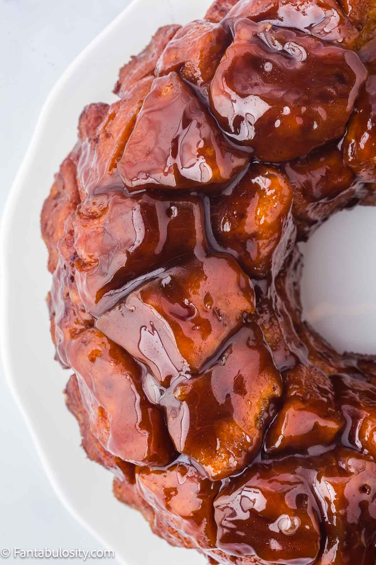Baked monkey bread made with cinnamon rolls.
