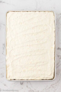 Pea pickin cake frosted with pineapple frosting.