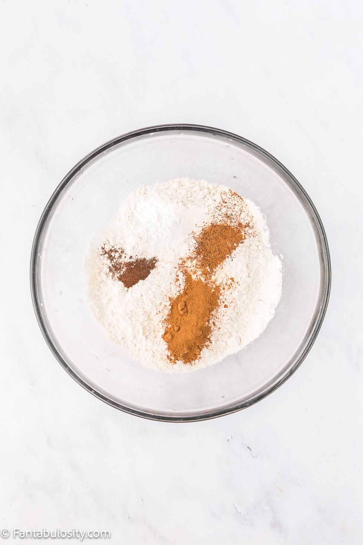 Dry ingredients in mixing bowl.