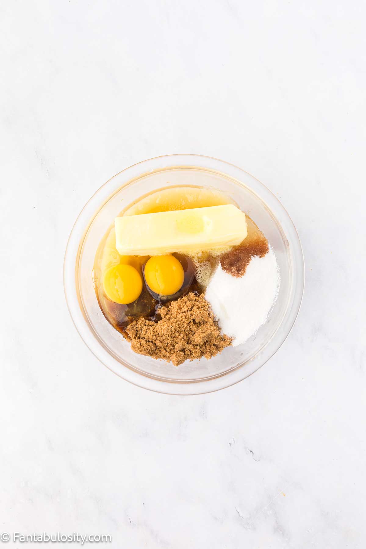 Wet ingredients in mixing bowl.