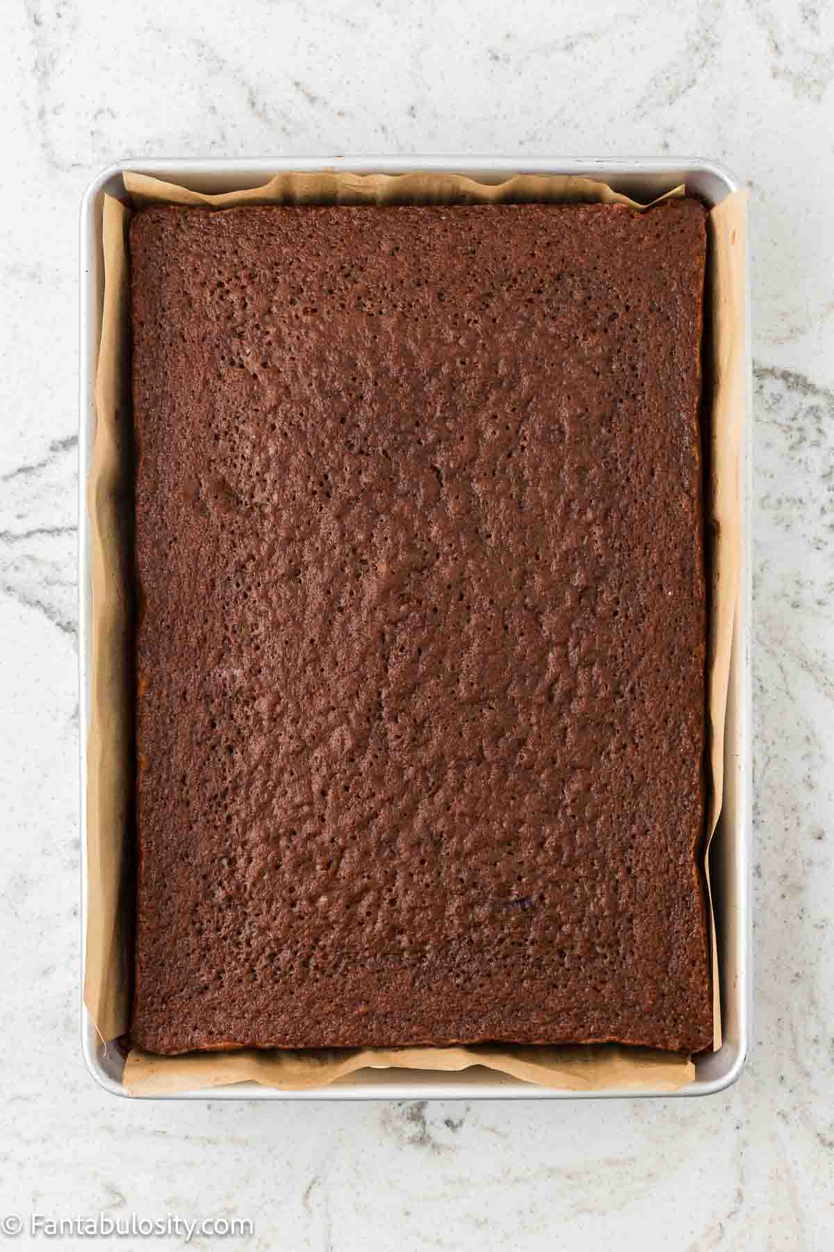 Baked German chocolate cake.