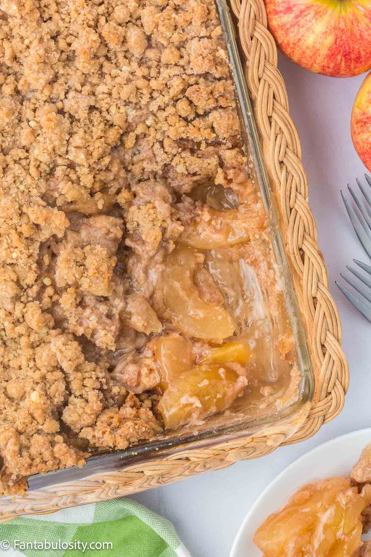 Apple Dump Cake in a 9x13 baking dish.