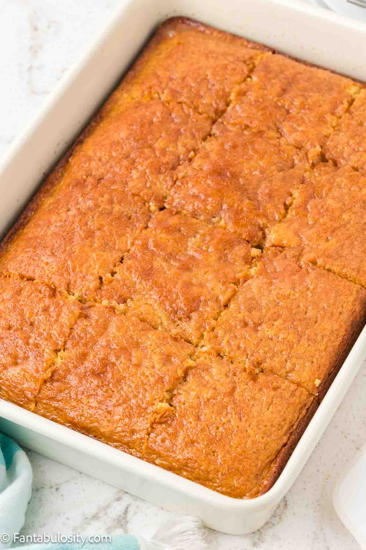 Crack cake made in sheet cake form, in a 9x13 baking pan.