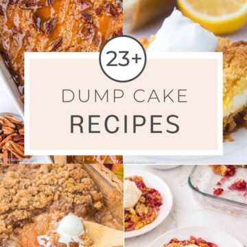 Image collage of dump cake recipes.