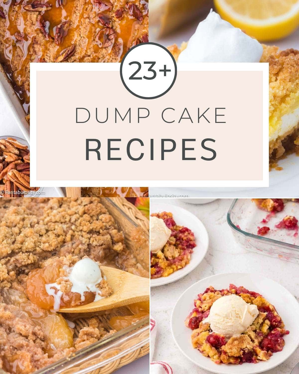 Image collage of dump cake recipes.