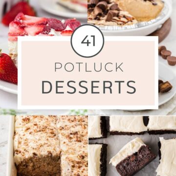 Collage of potluck desserts.