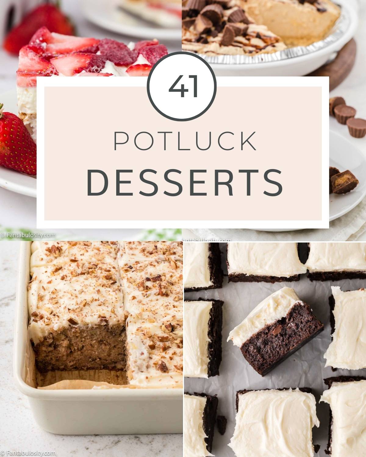Image collage of potluck desserts.