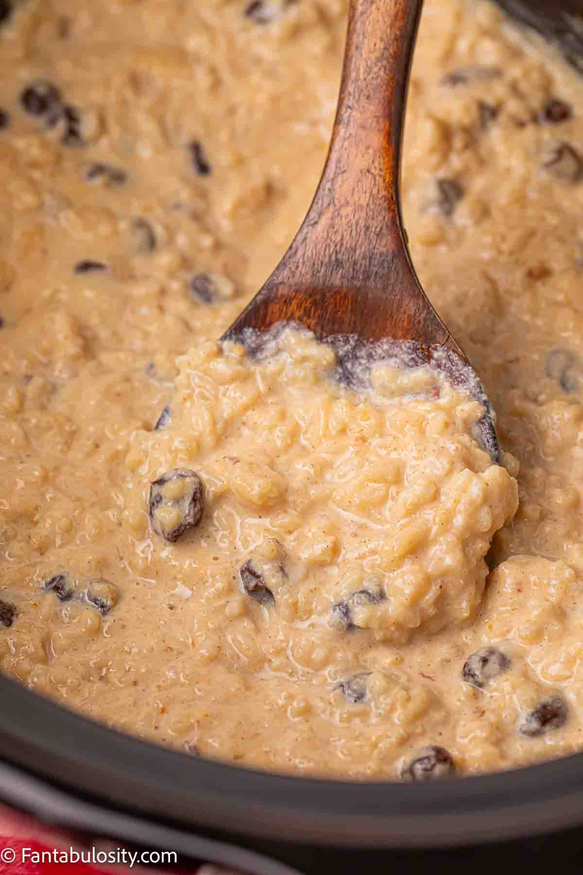Crock Pot rice pudding recipe in a slow cooker.