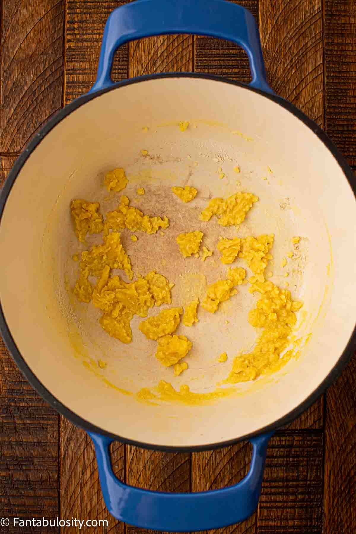 Butter and flour in dutch oven.