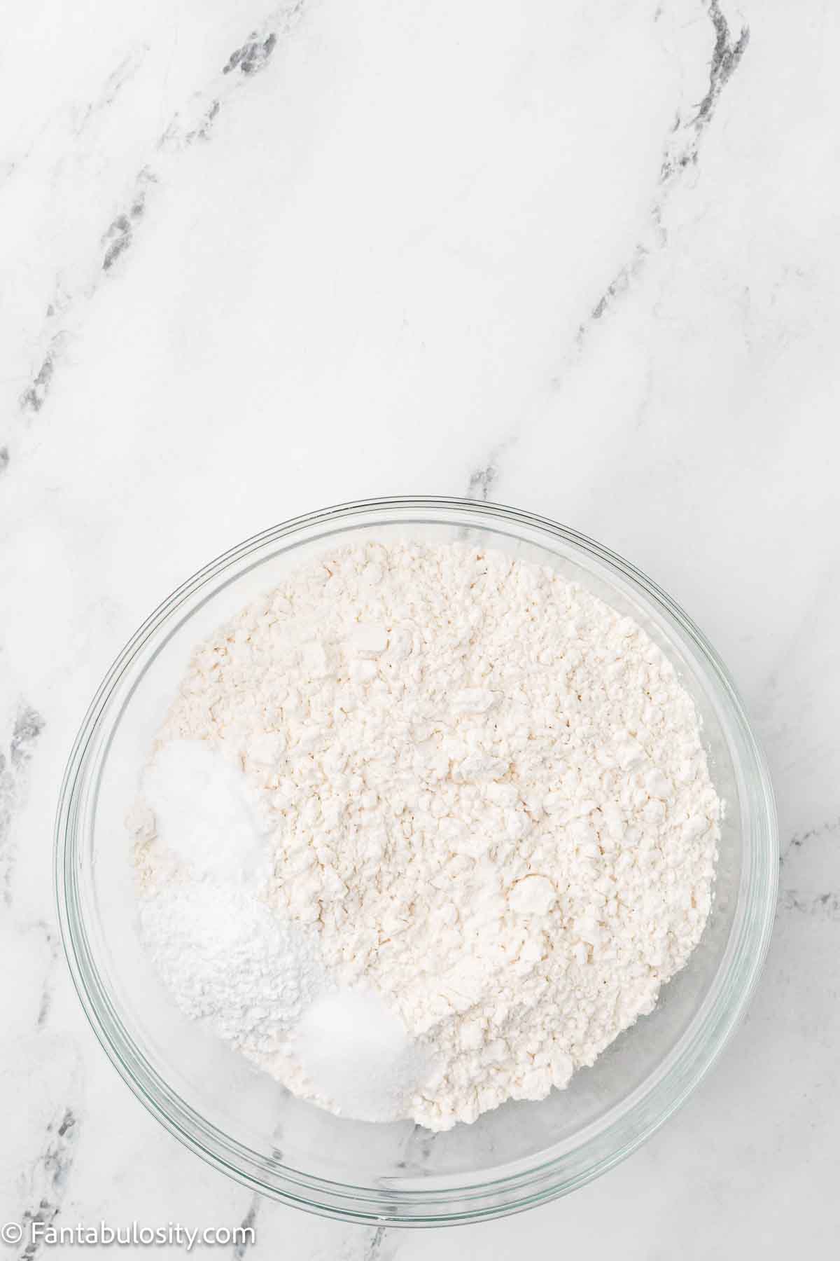 Dry ingredients in mixing bowl.