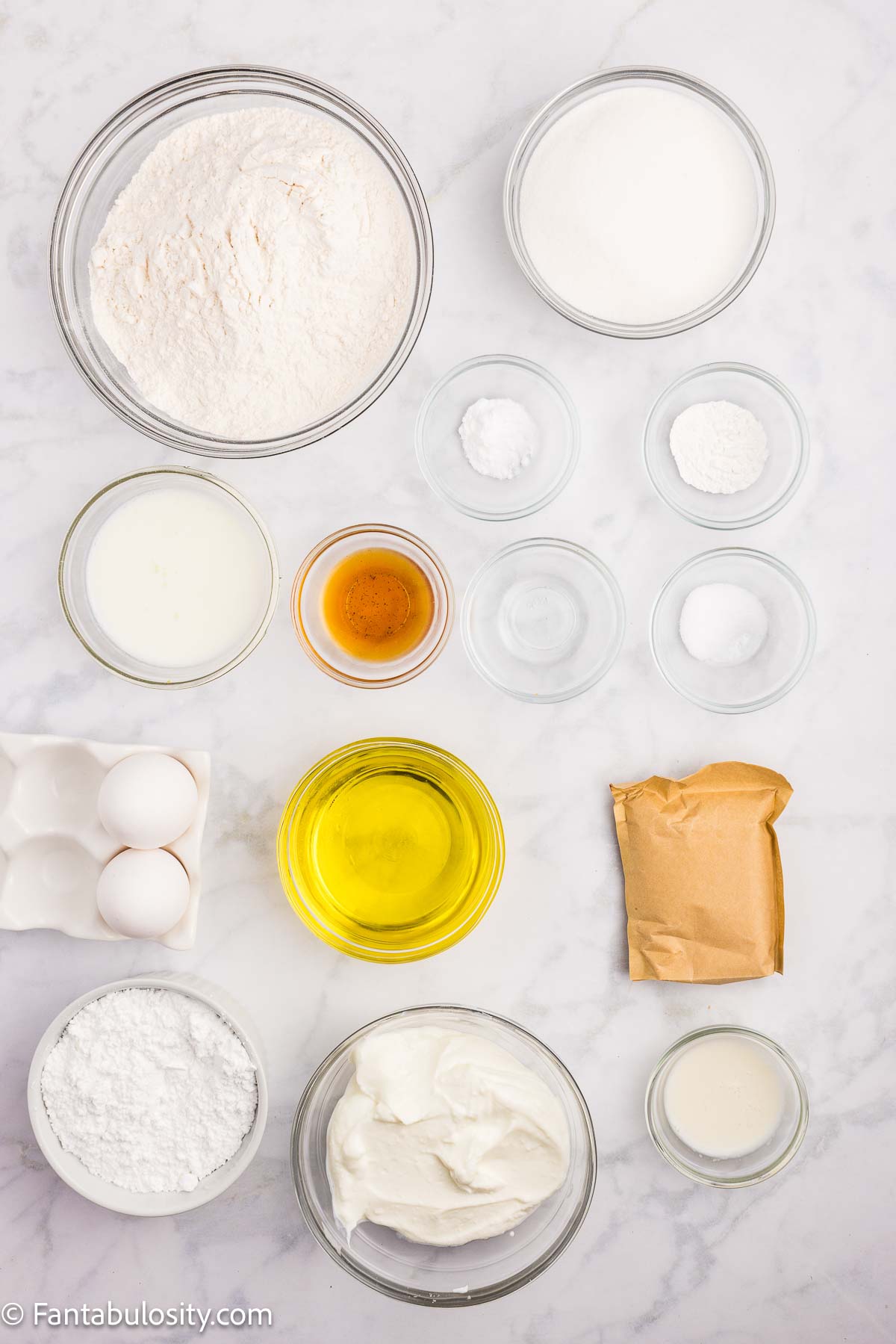 Ingredients to make strawberry bread loaf recipe.