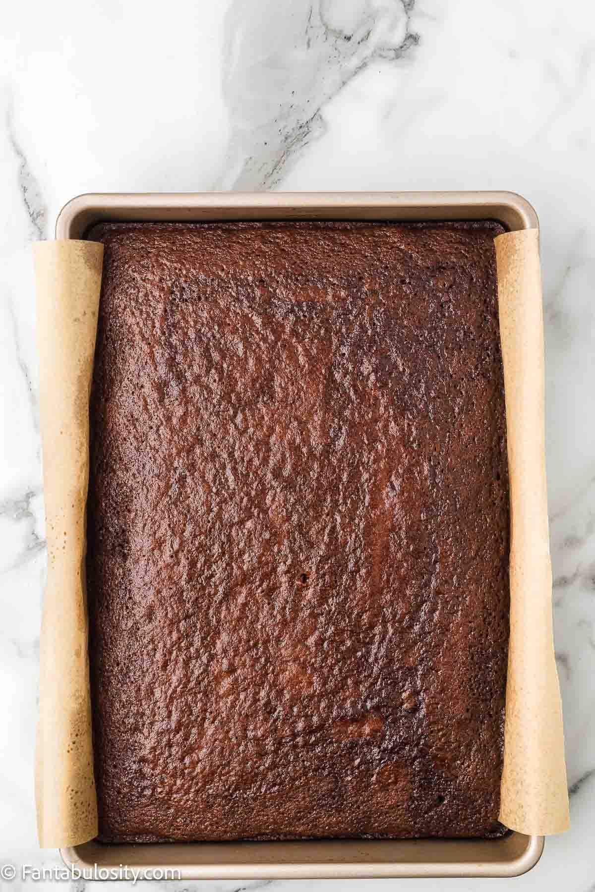 Baked Westhaven Cake in 9x13 baking pan