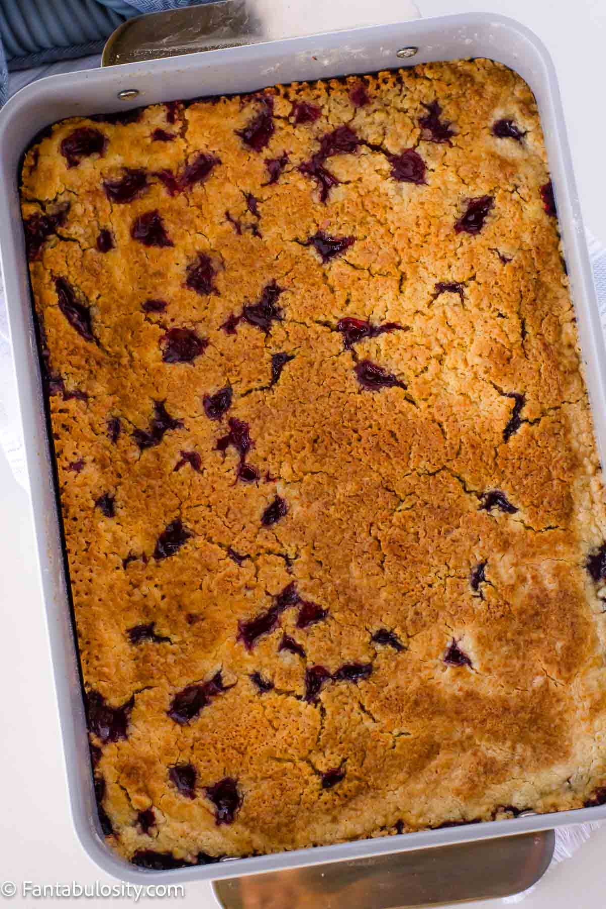 Baked dump cake in 9x13 baking pan.