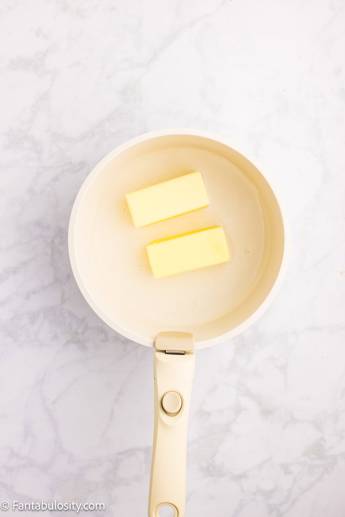 Butter in sauce pan.