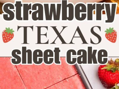 Strawberry Texas Sheet Cake slices.