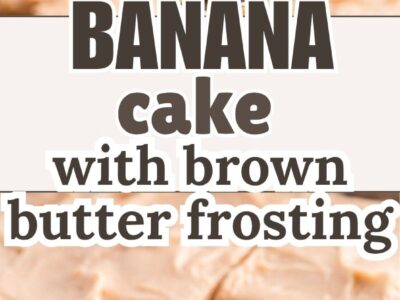 Banana Cake with Brown Butter Frosting being lifted out of pan.