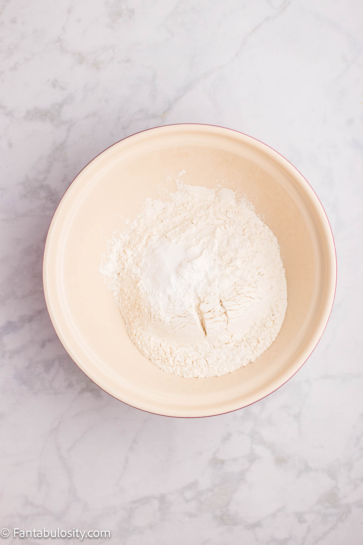 Dry ingredients in mixing bowl.