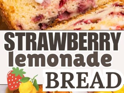 Strawberry Lemonade Bread sliced with a glaze.