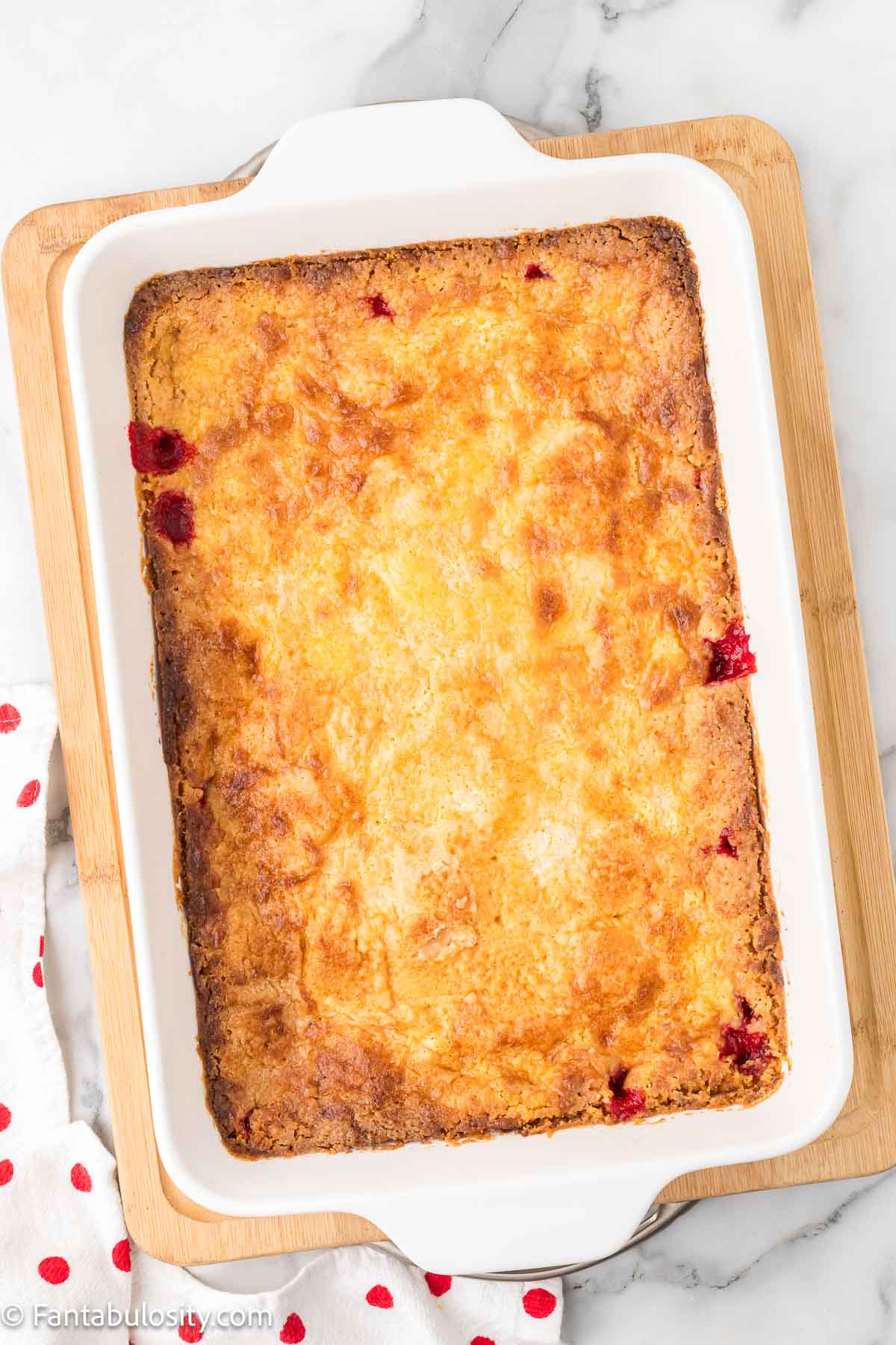 Baked cherry cheesecake dump cake.