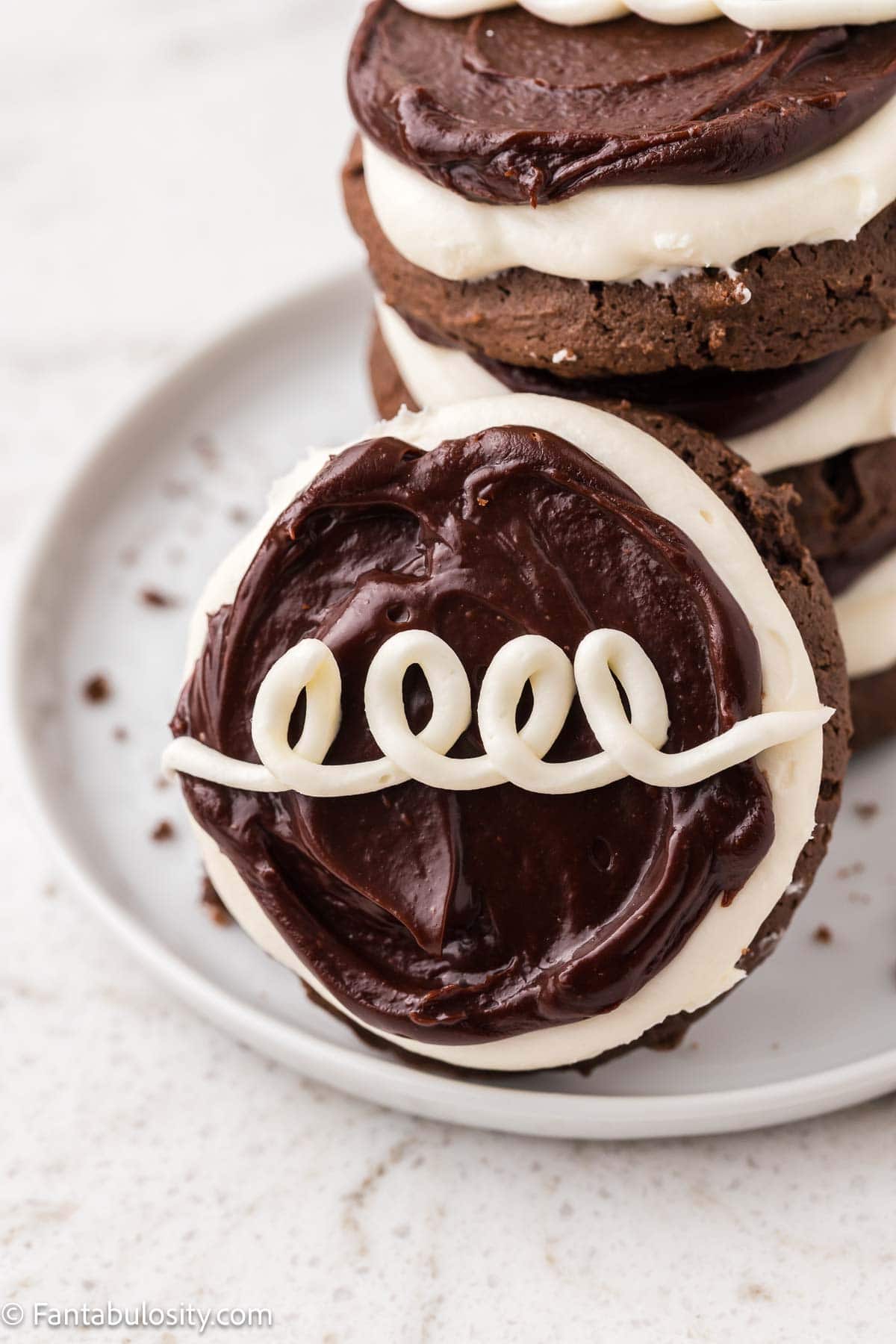 Stacked, finished, Hostess Cupcake Cookies.