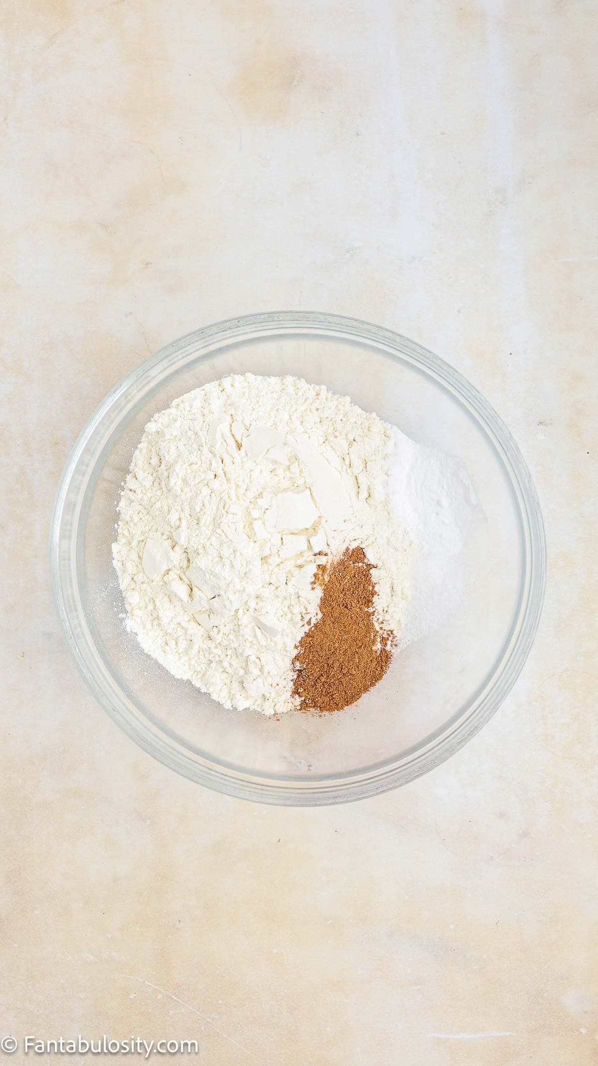 Flour and spices in mixing bowl.