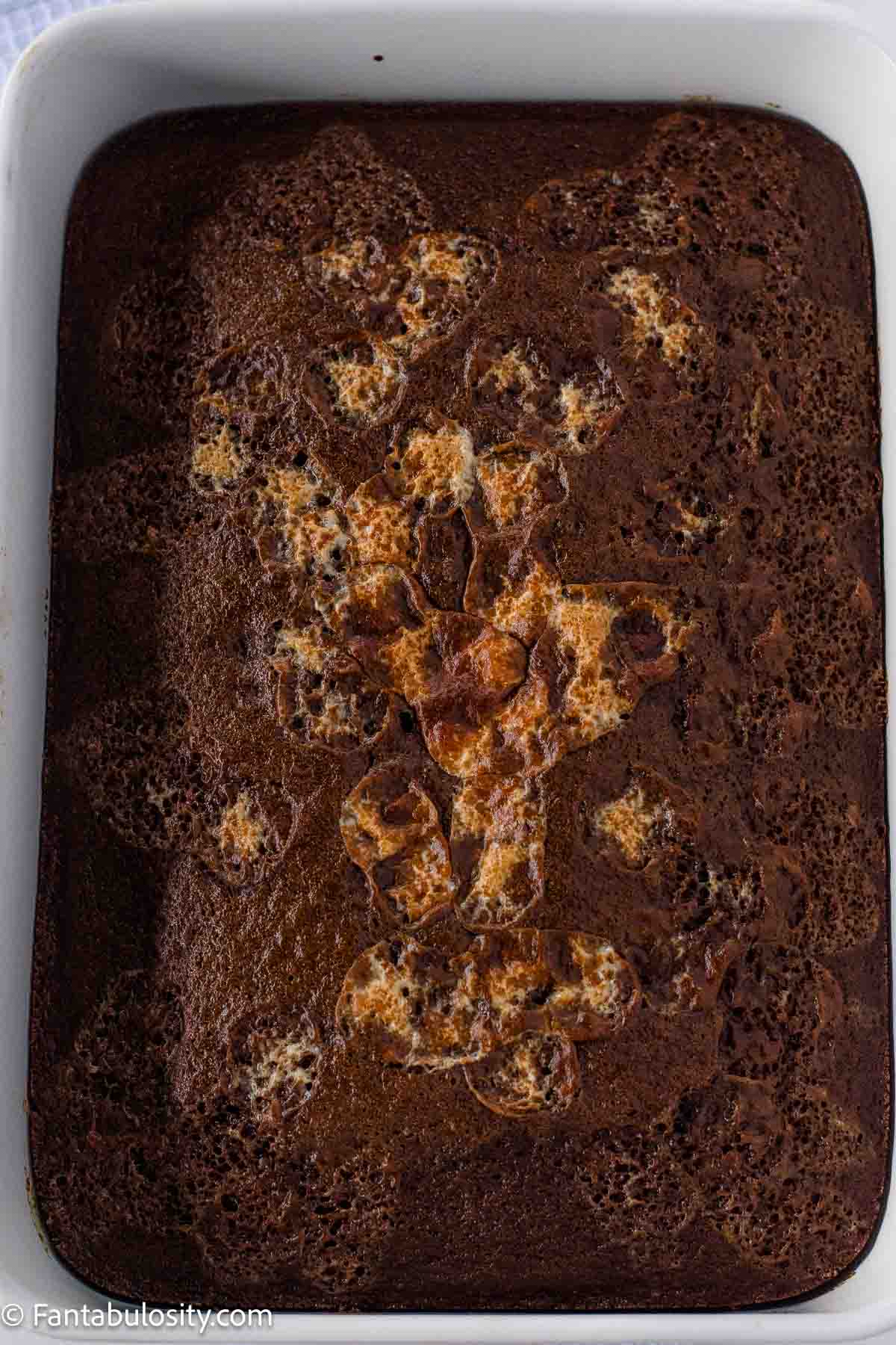 Baked Coca-Cola caked in 9x13 baking dish.