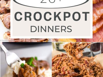Image collage of crockpot dinners.