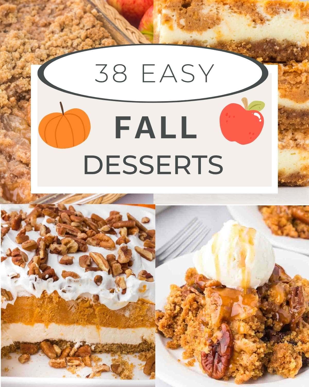 An image collage of fall desserts.