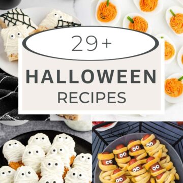 Image collage of Halloween recipes.