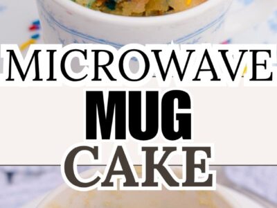 Vanilla mug cake cooked in the microwave.
