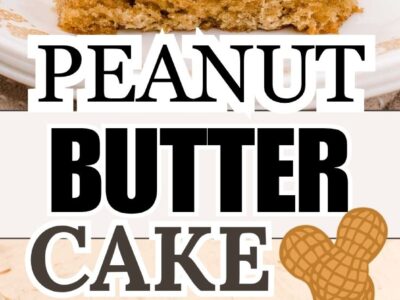 A slice of peanut butter cake on a vintage plate.