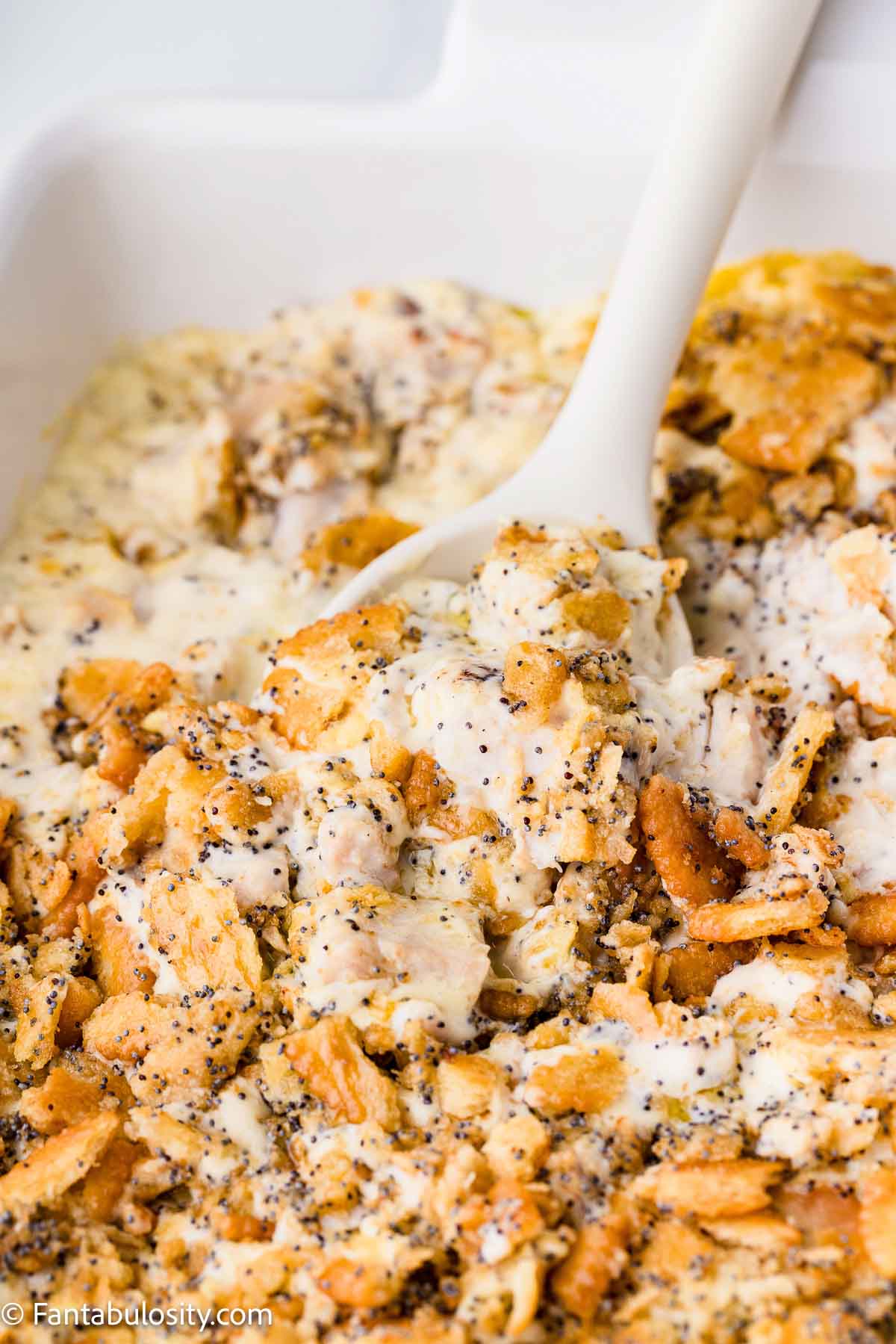 Poppy Seed Chicken Casserole in 9x13 baking dish.