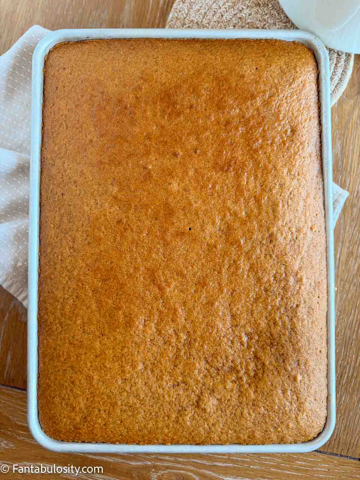 Baked pumpkin sheet cake in jelly roll pan.