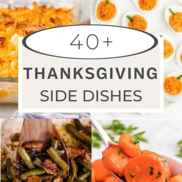Collage of Thanksgiving side dishes.